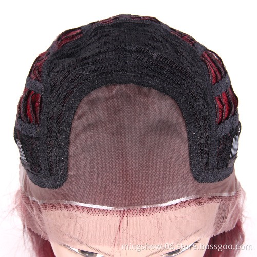 Premium natural remy Brazilian ombre red human hair wigs with highlights for white women